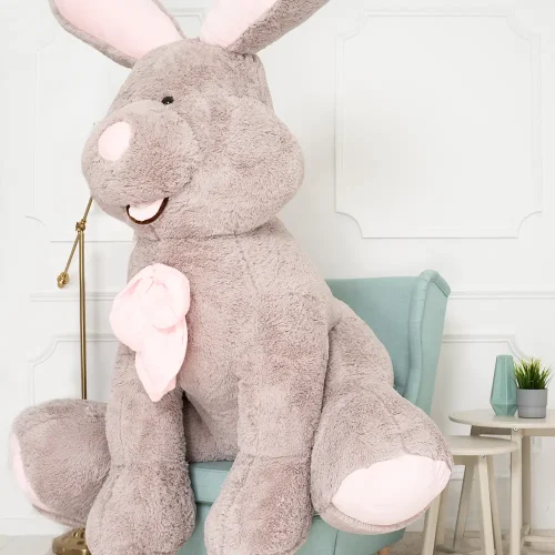 Большой плюшевый кролик Teddyway Vuni, гигантский XXL, мягкая игрушка, 190 см, 74 дюйма, 6,2 фута, серый - Teddyway